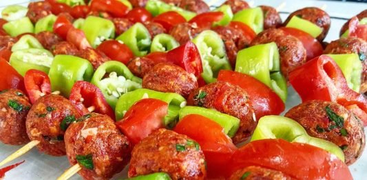 sebzeli şiş köfte tarifi, yapılışı,