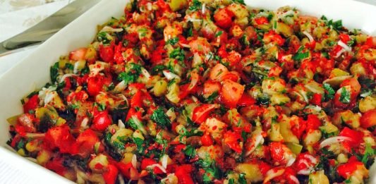 kuru fasulye salatası yapılışı malzemeleri